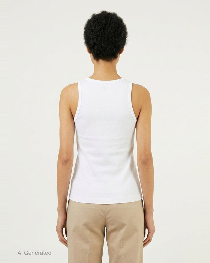 Banana Print Compact Rib Tank Top | Ganni | Club21 - back