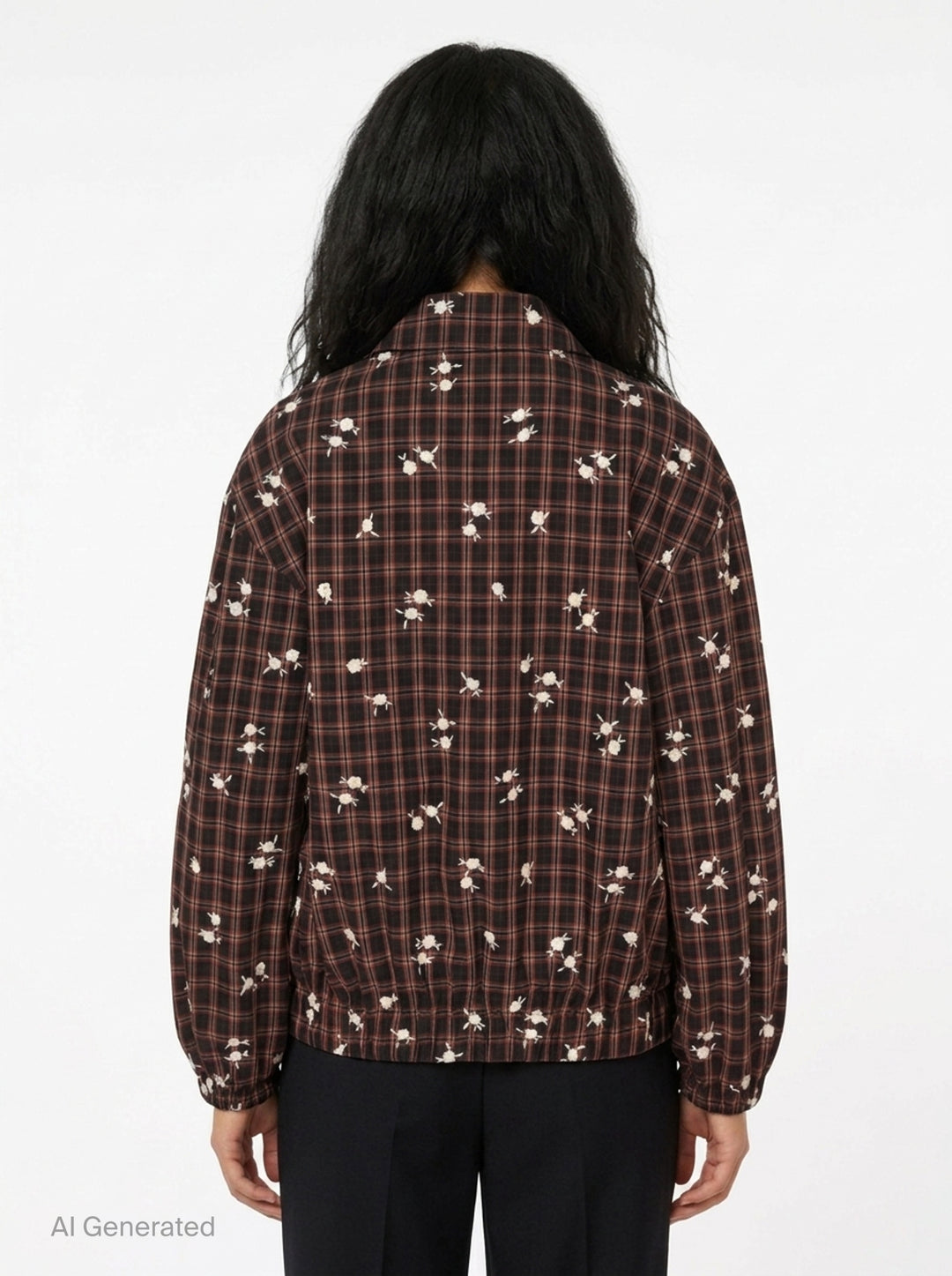 Check Floral Bomber Jacket | Ganni | Club21 - back