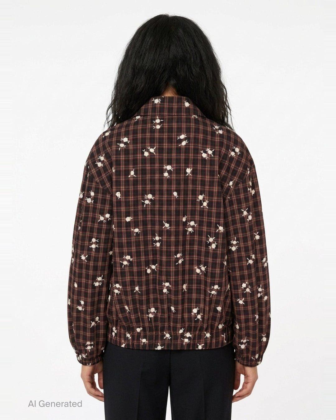 Check Floral Bomber Jacket | Ganni | Club21 - back