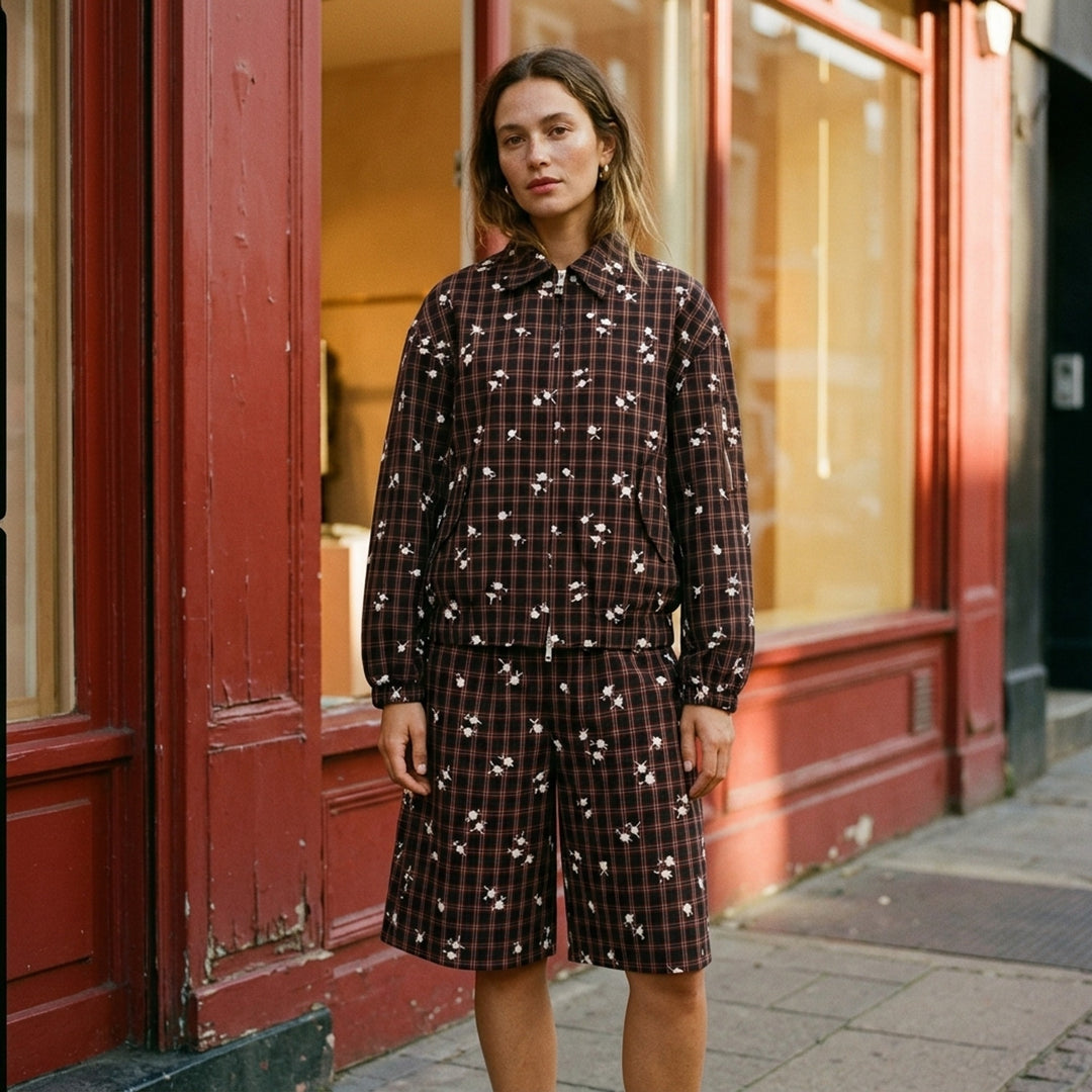 Check Floral Bomber Jacket | Ganni | Club21 - lifestyle