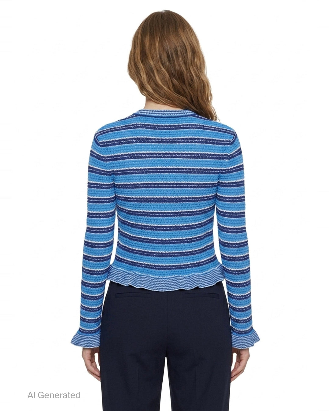 Cotton Pointelle Stripe Cardigan | Ganni | Club21 - back