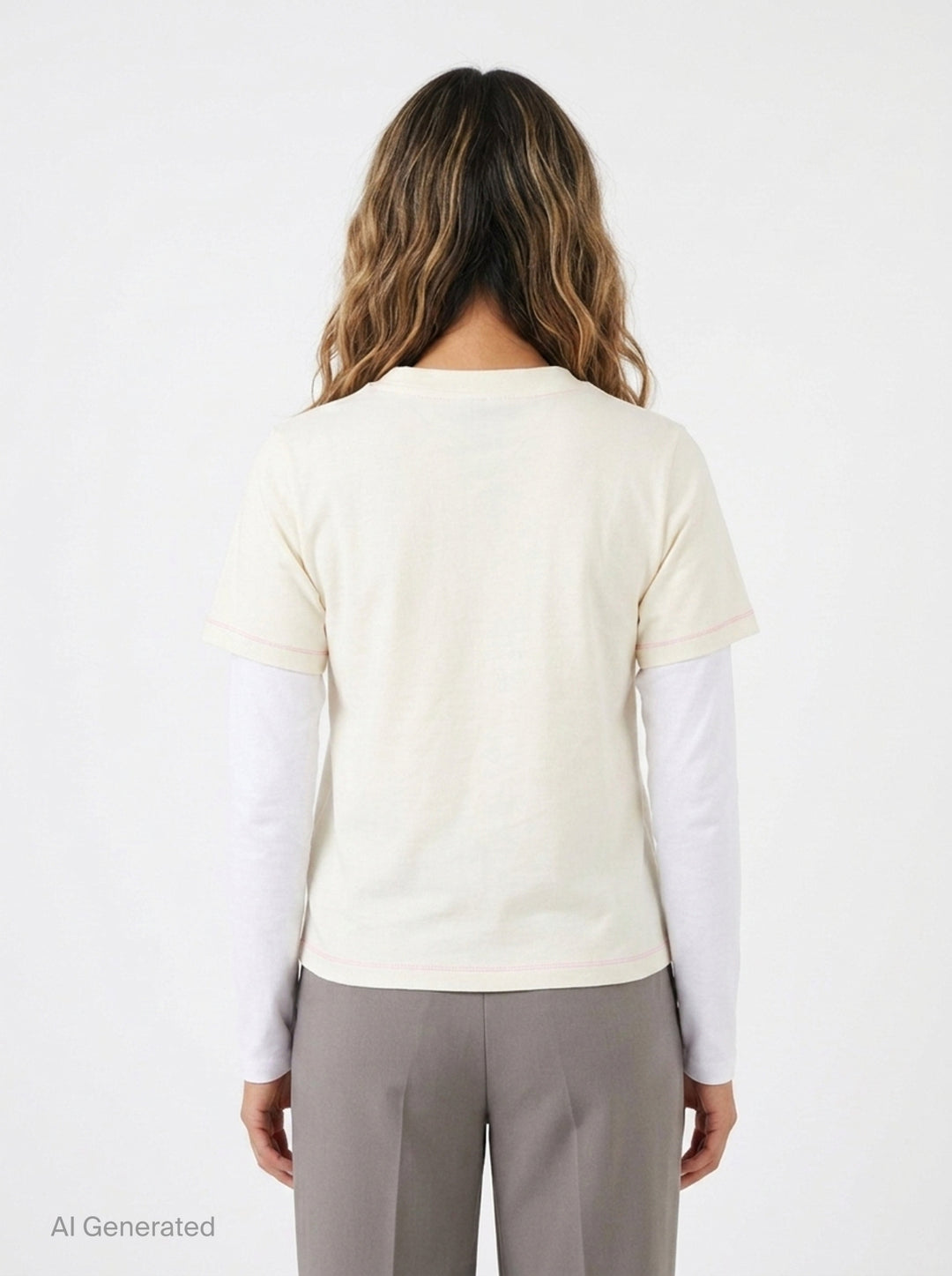 Heavy Stretch Cotton Layered Tee | Ganni | Club21 - back