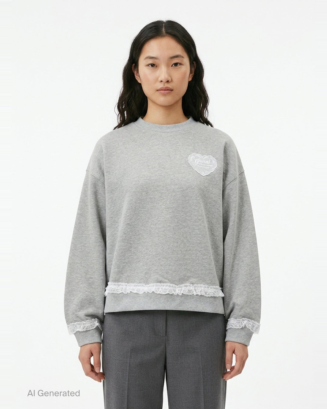 Lace Trim Isoli Sweater | Ganni | Club21 - front