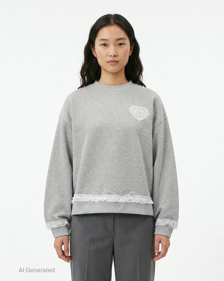 Lace Trim Isoli Sweater | Ganni | Club21 - front