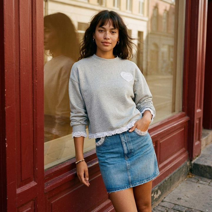Lace Trim Isoli Sweater | Ganni | Club21 - lifestyle
