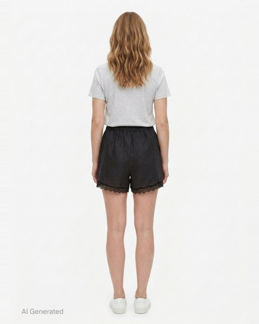 Light Linen Lace Hem Shorts | Ganni | Club21 - back