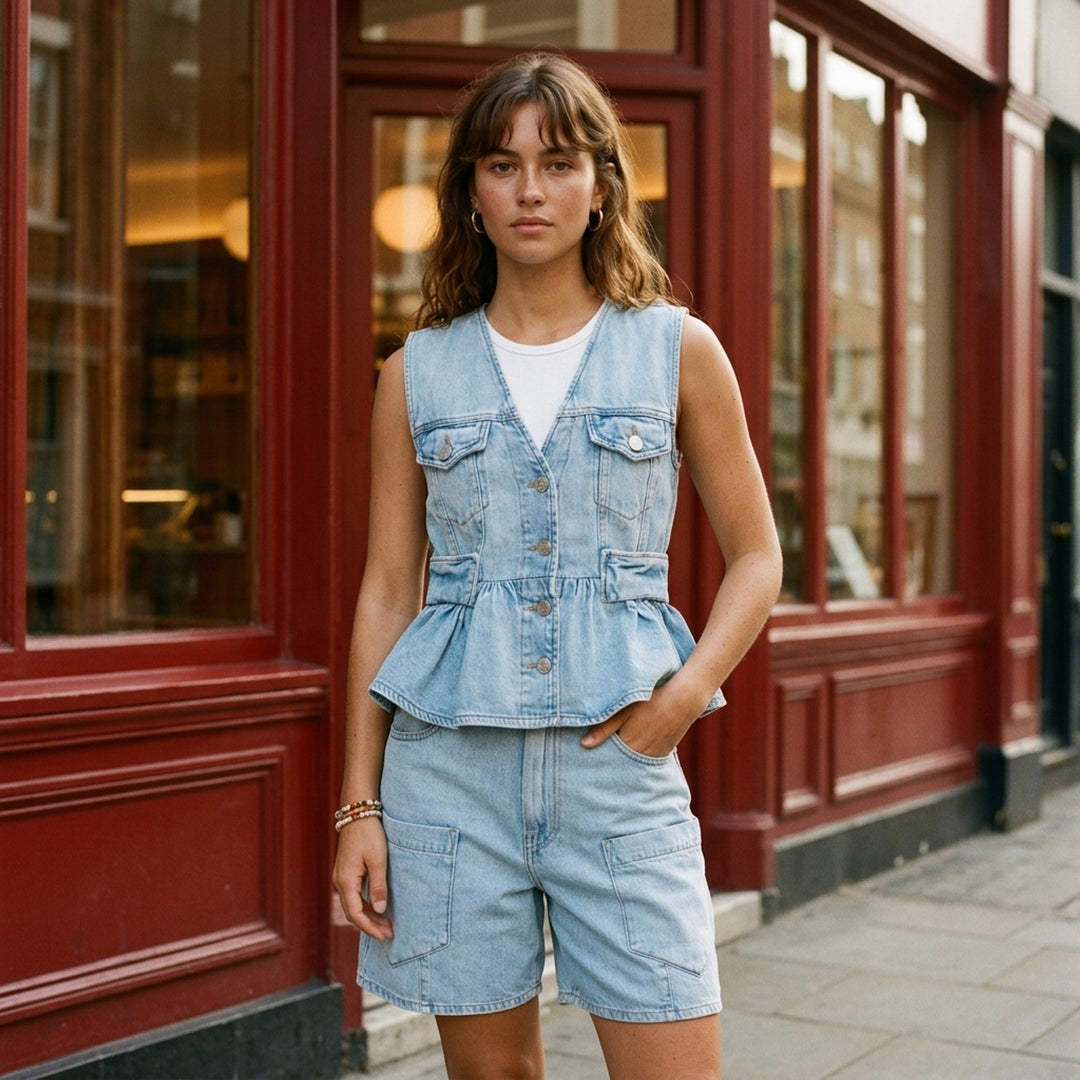 Lightweight Denim Baggy Cargo Shorts | Ganni | Club21 - lifestyle