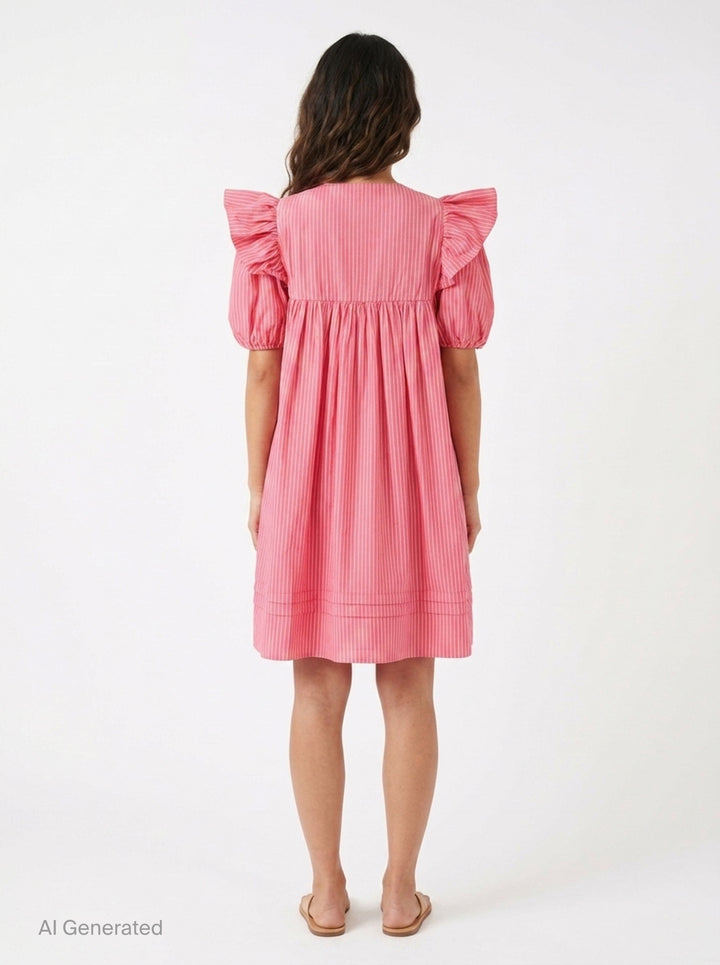 Oxford Stripe Angel Mini Dress | Ganni | Club21 - back