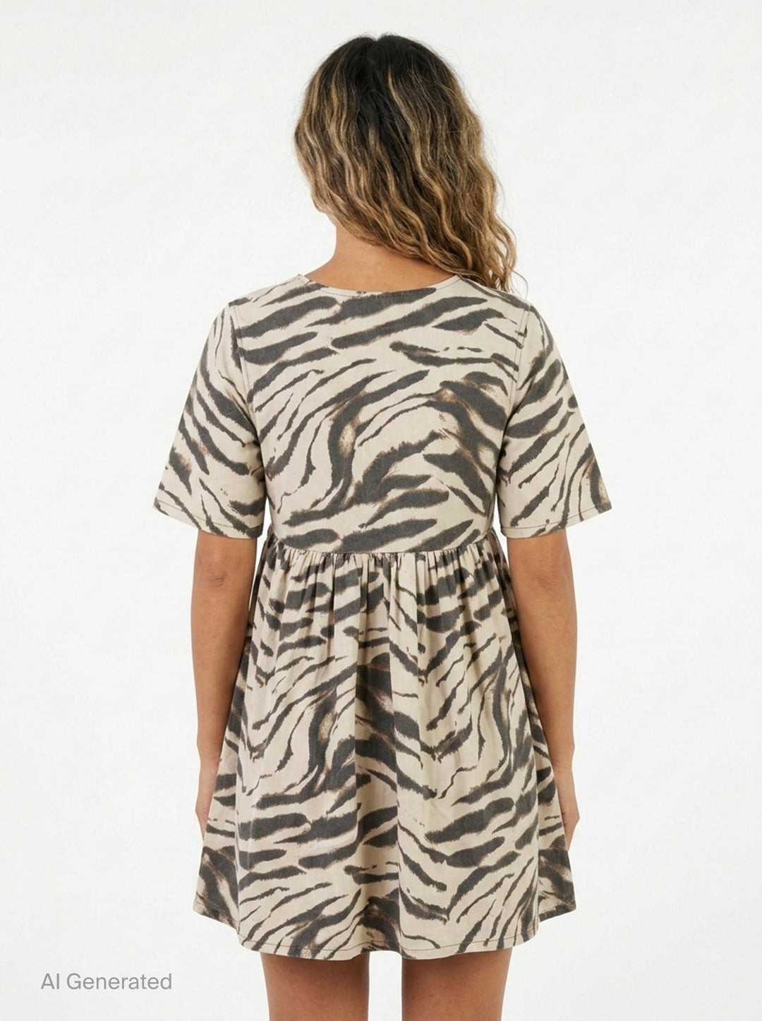 Printed Denim Puff Mini Dress | Ganni | Club21 - back