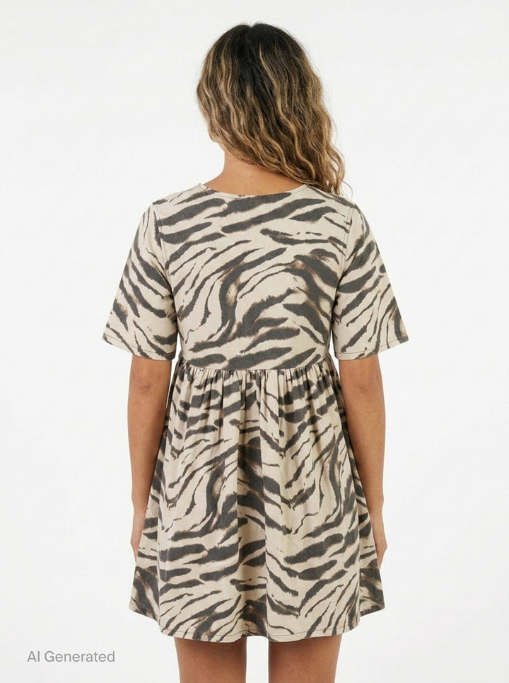 Printed Denim Puff Mini Dress | Ganni | Club21 - back