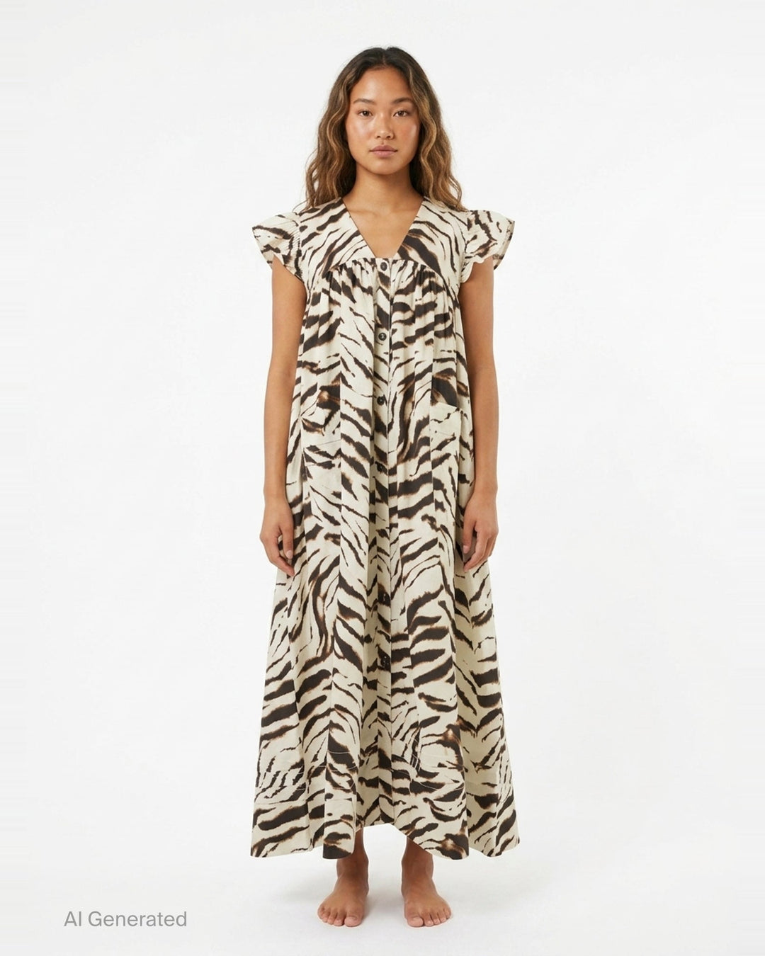 Printed Stretch Cotton Angel Dress | Ganni | Club21 - front