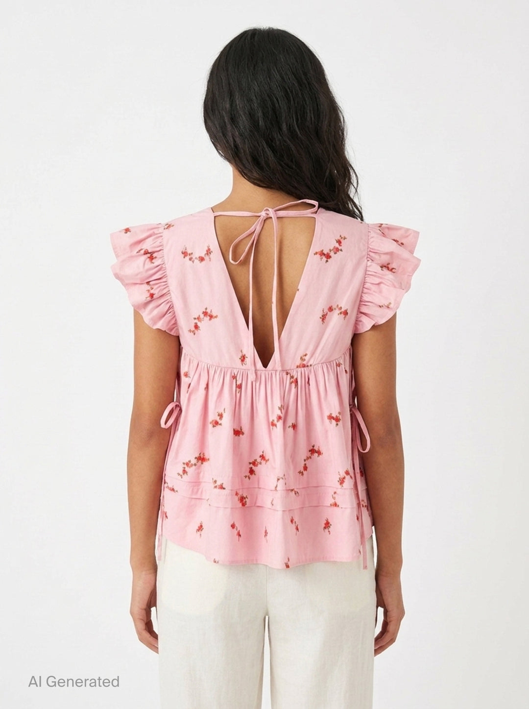 Printed Stretch Cotton Angel Top | Ganni | Club21 - back