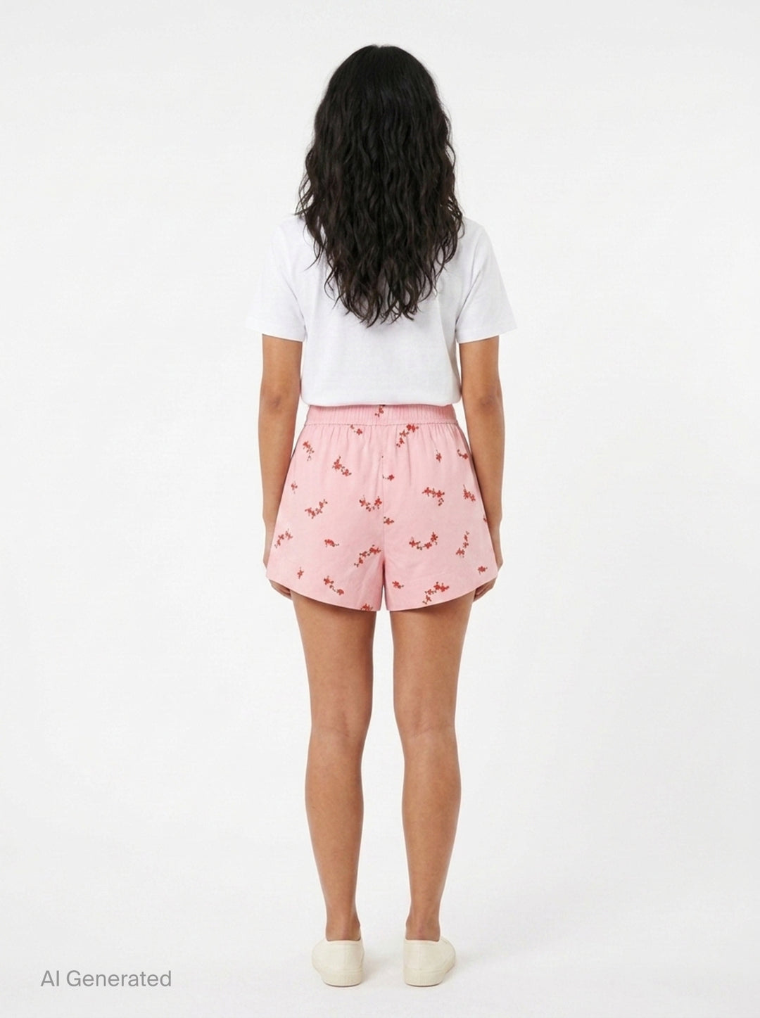 Printed Stretch Cotton Shorts | Ganni | Club21 - back