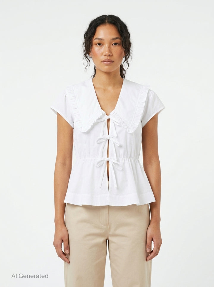 Regenerative Cotton Poplin Blouse | Ganni | Club21 - front