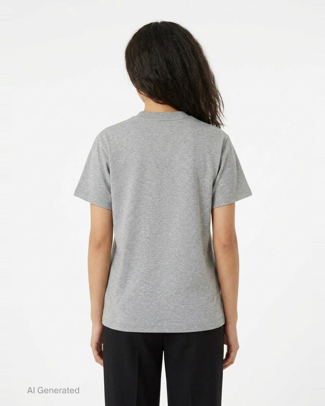 Ganni relaxed graphic cotton tee in heathered grey with orange flame-style Ganni logo, illustrated teddy bear holding a Ganni sign, pine forest motif, and 'Have a nice day! Please recycle' text on the front - back