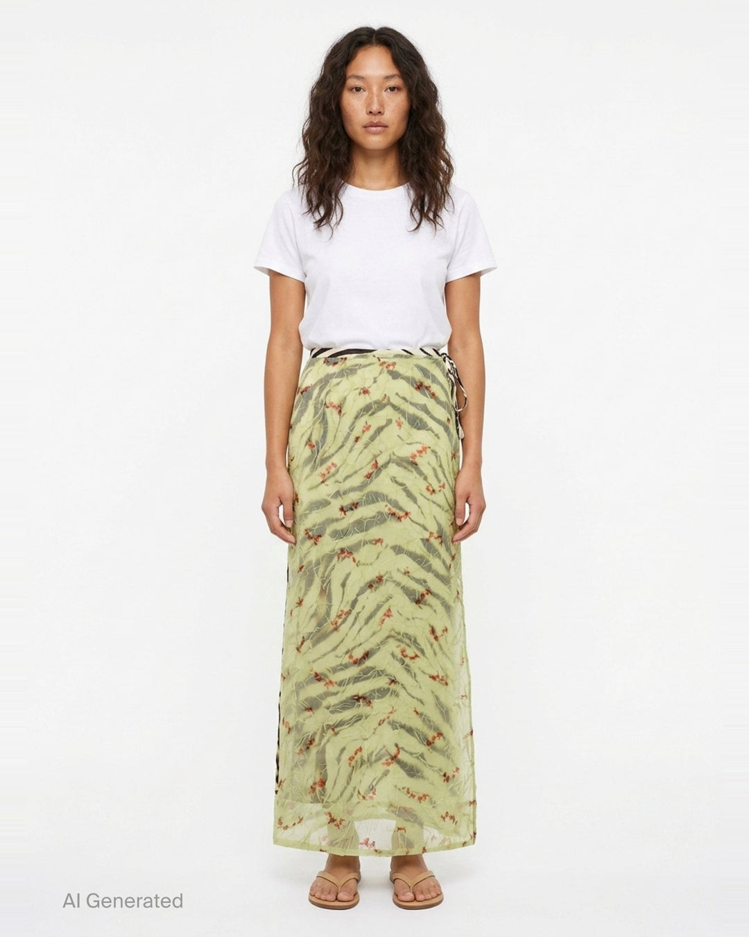 Shibori Organza Printed Skirt | Ganni | Club21 - front