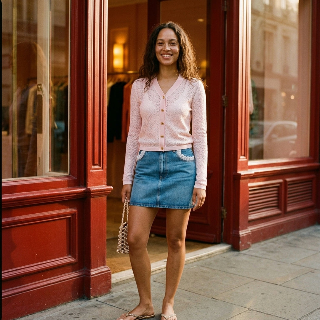 Shiny Viscose Pointelle Cardigan | Ganni | Club21 - lifestyle
