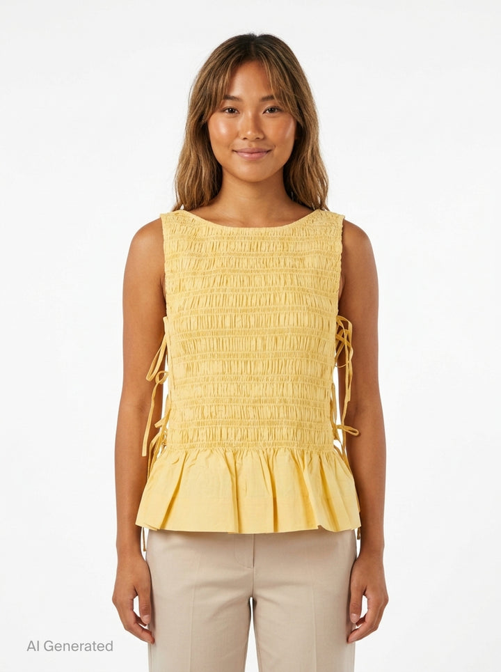 Smocked Peplum Blouse | Ganni | Club21 - front