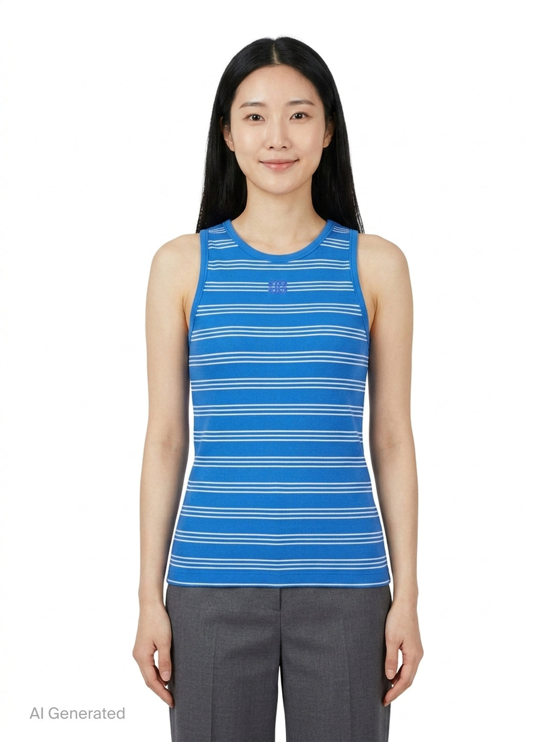 Soft Cotton Rib Stripe Tank | Ganni | Club21 - front