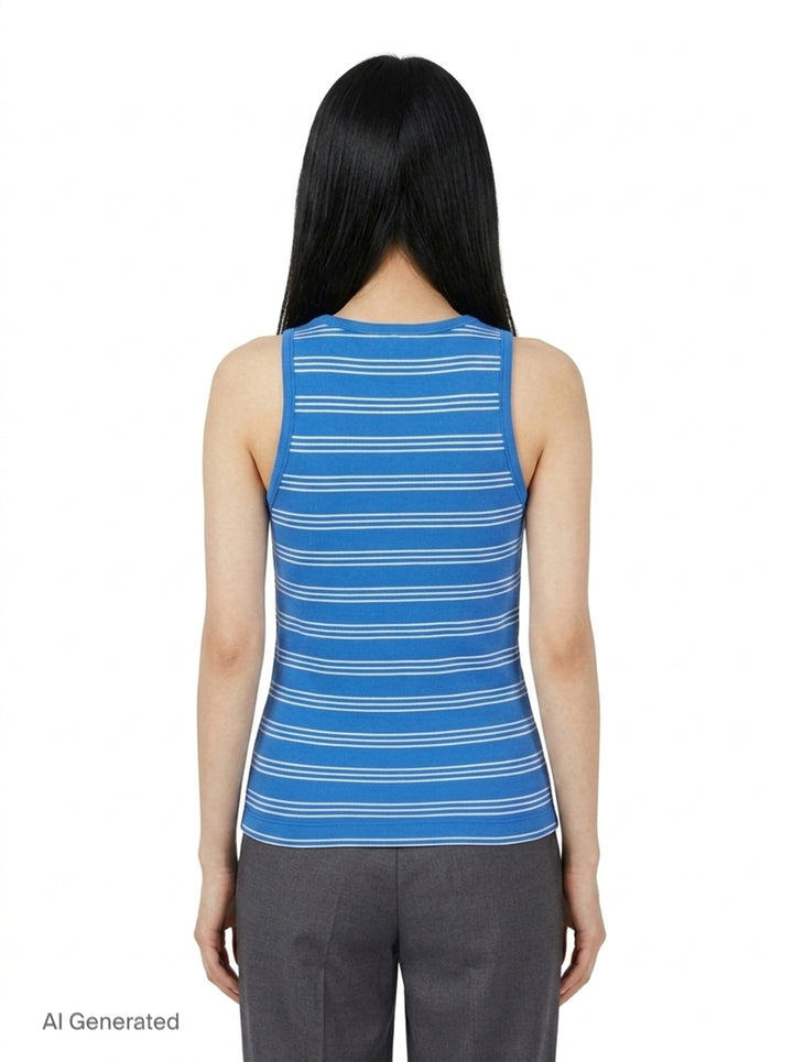Soft Cotton Rib Stripe Tank | Ganni | Club21 - back