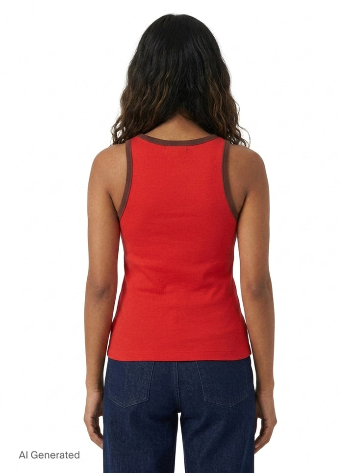 Soft Cotton Rib Tank Top | Ganni | Club21 - back