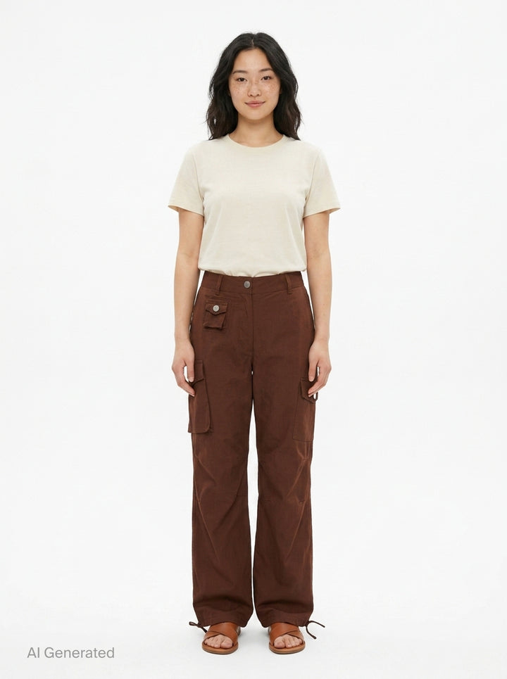 Stretch Cotton Cargo Pants | Ganni | Club21 - front