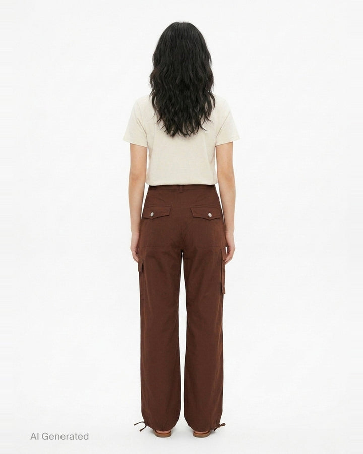 Stretch Cotton Cargo Pants | Ganni | Club21 - back