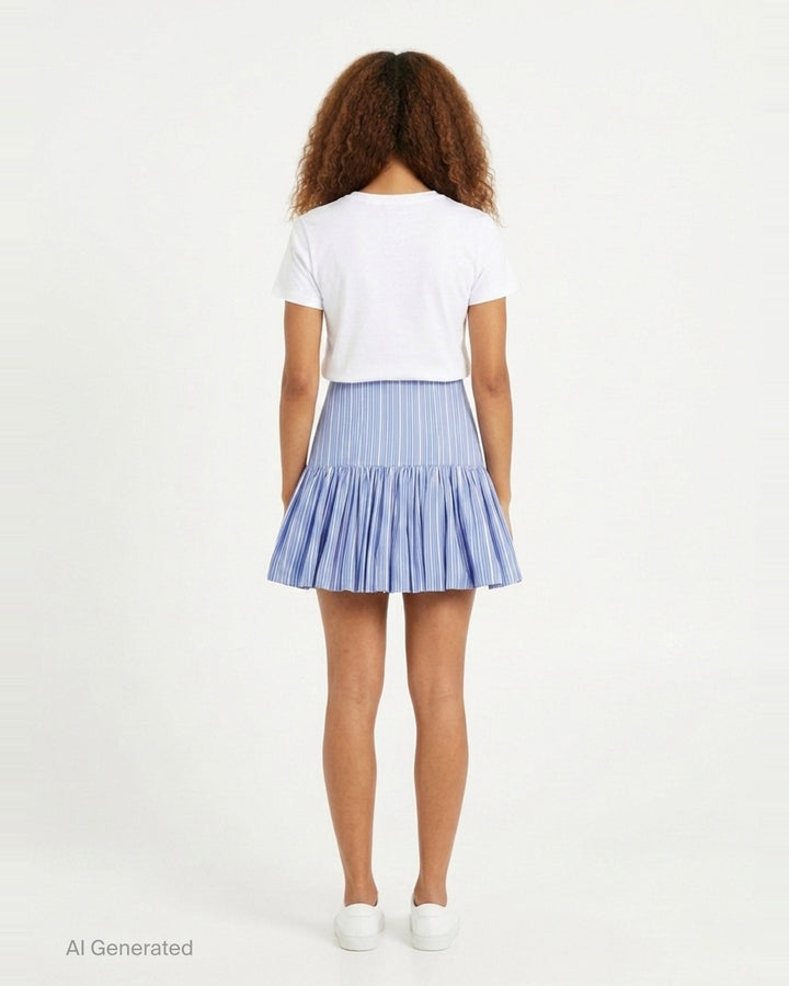 Stripe Cotton Mini Skirt | Ganni | Club21 - back