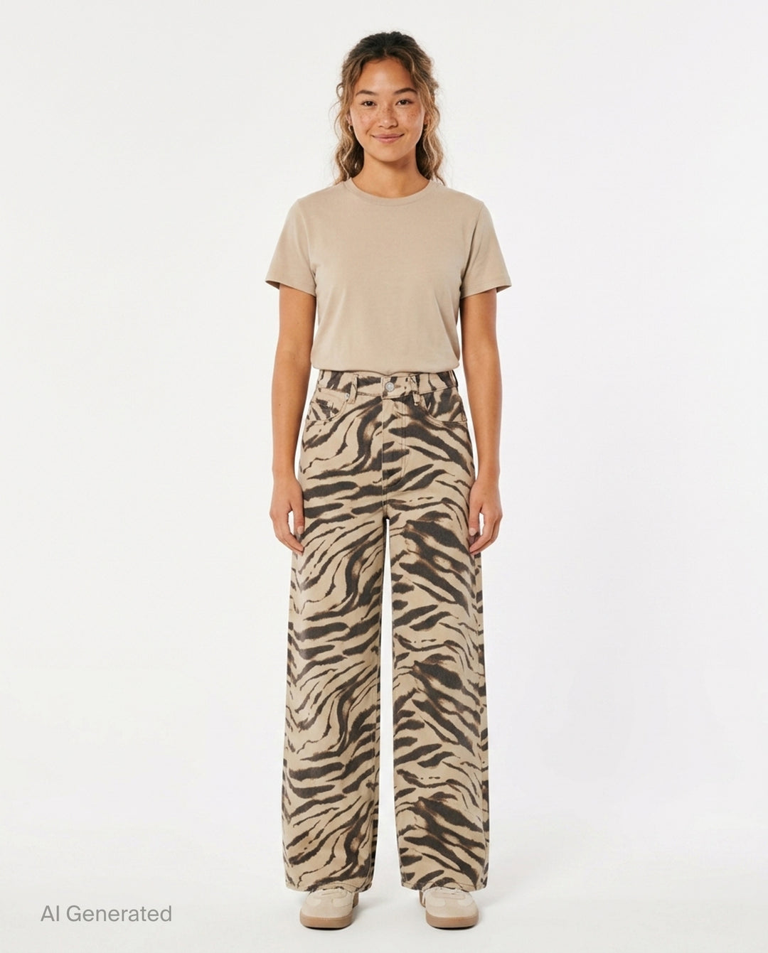 Tiger Print Wide Leg Jeans | Ganni | Club21 - front