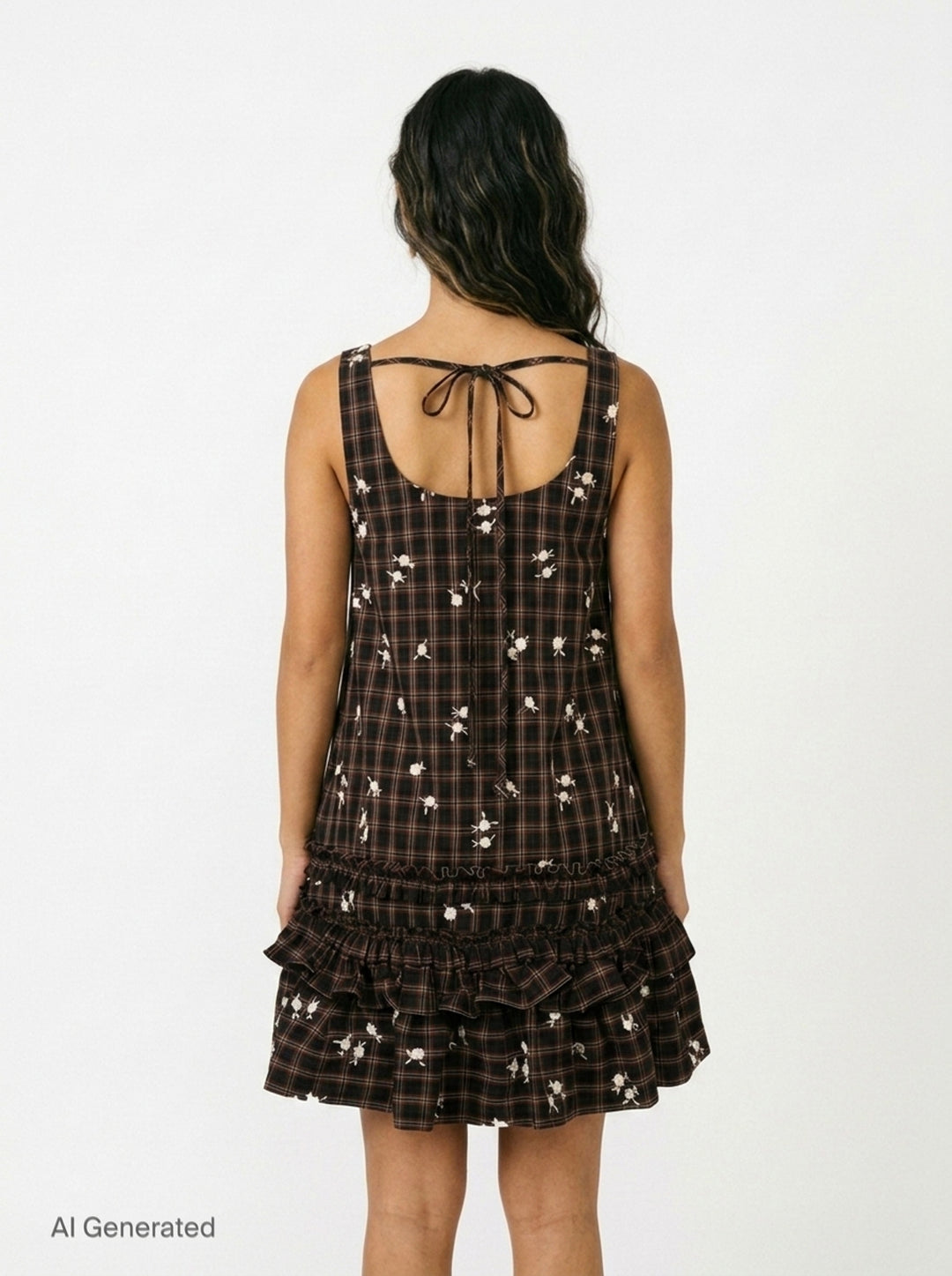 Yarn Dyed Check Mini Dress | Ganni | Club21 - back