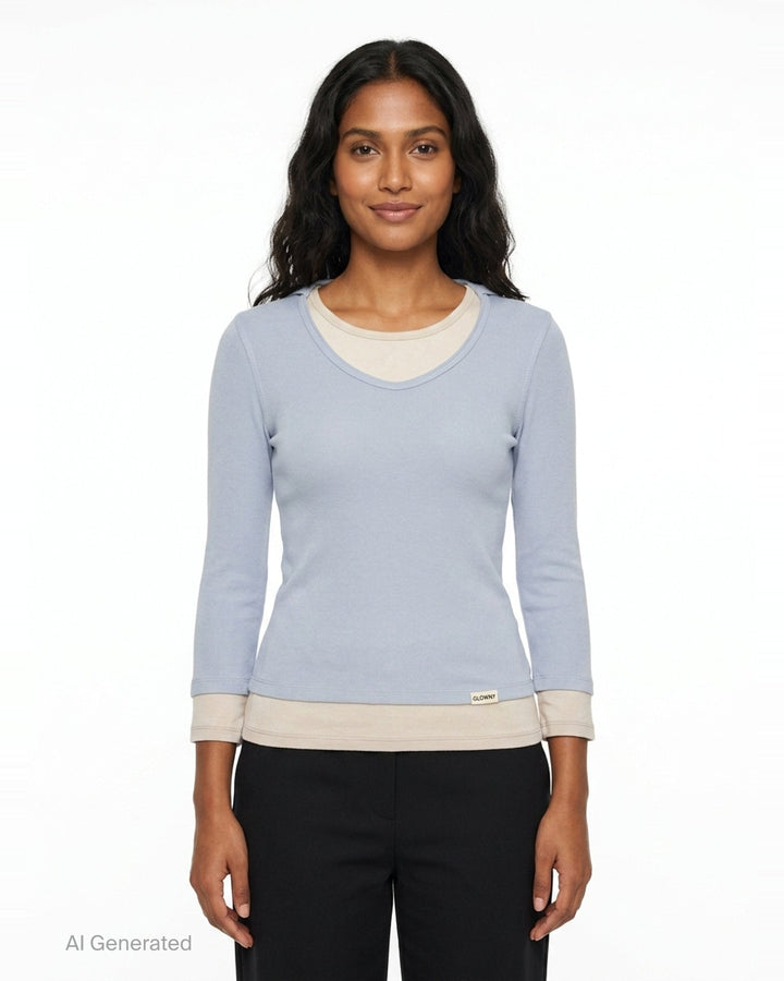Layered Contrast Hoodie | Glowny | Club21 - front