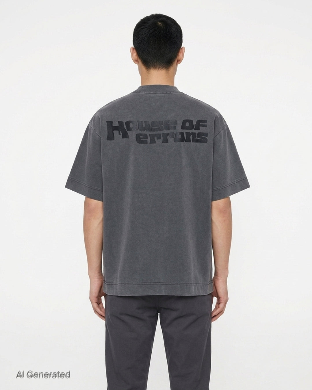 House of Errors All Seeing T-Shirt in washed charcoal with a large radiating eye graphic on the chest - back
