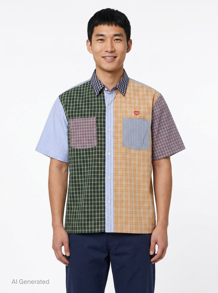 Crazy Check Short Sleeve Shirt | Human Made | Club21 - front