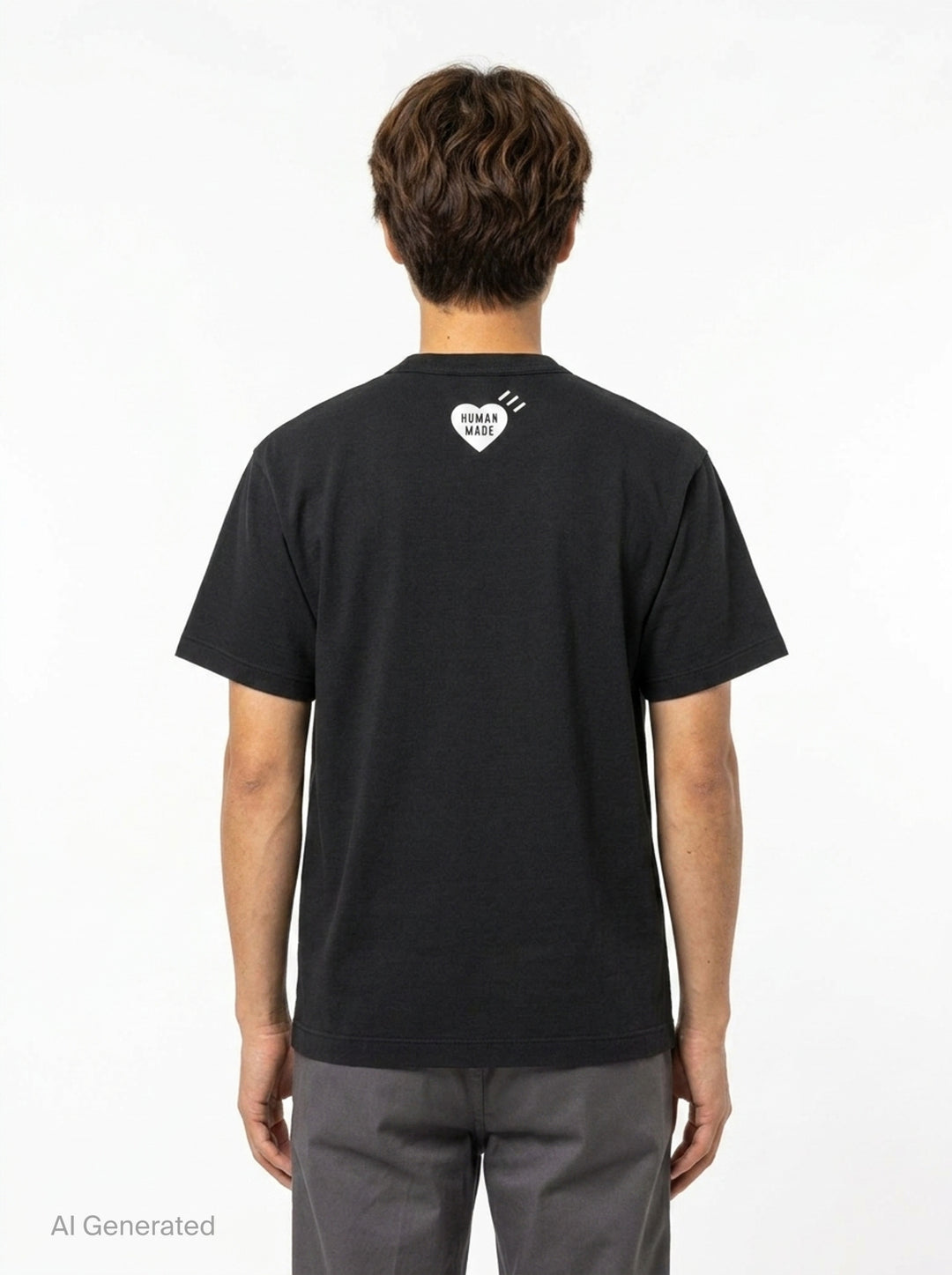 Human Made Dry Alls Graphic Tee in black, featuring a large circular bulldog mascot badge print at the chest with red, yellow, and white detailing - back