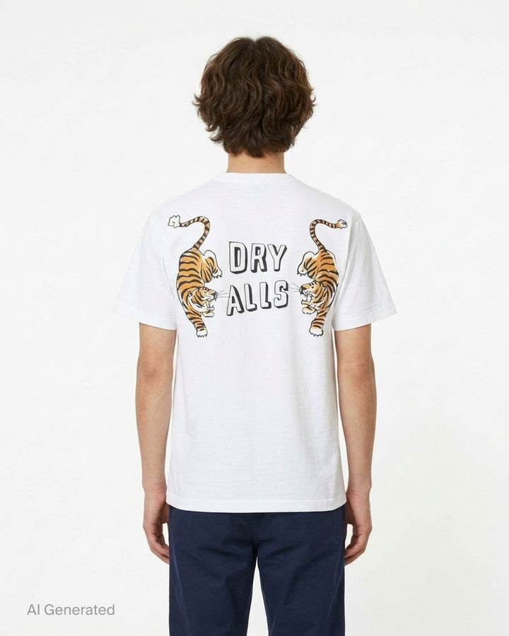 Human Made black short sleeve graphic t-shirt with white and grey hand-drawn arched logo print on the chest - back