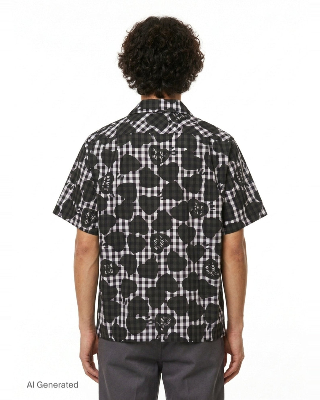 Heart Gingham Check Short Sleeve Shirt | Human Made | Club21 - back