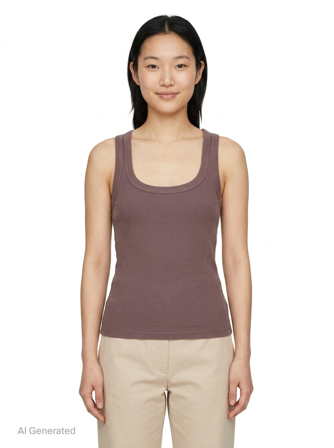 Jacquemus gros grain ribbed jersey tank top in mauve, featuring a deep scoop neckline, structured straps, and a woven brand label at the back neck - front