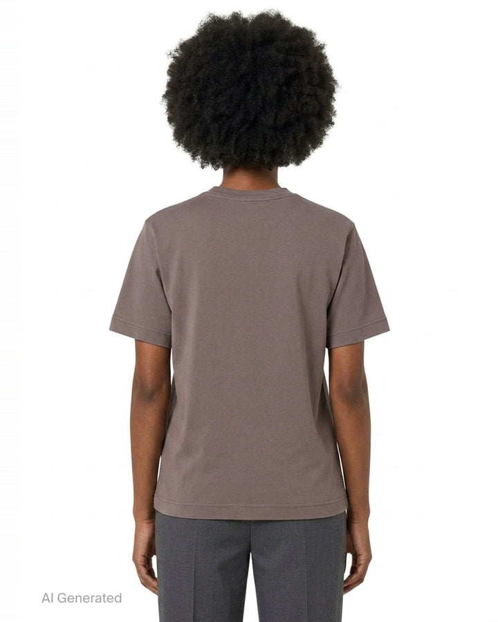 Jacquemus Gros Grain Short Sleeve Tee in cream with a woven grosgrain logo label on the chest - back