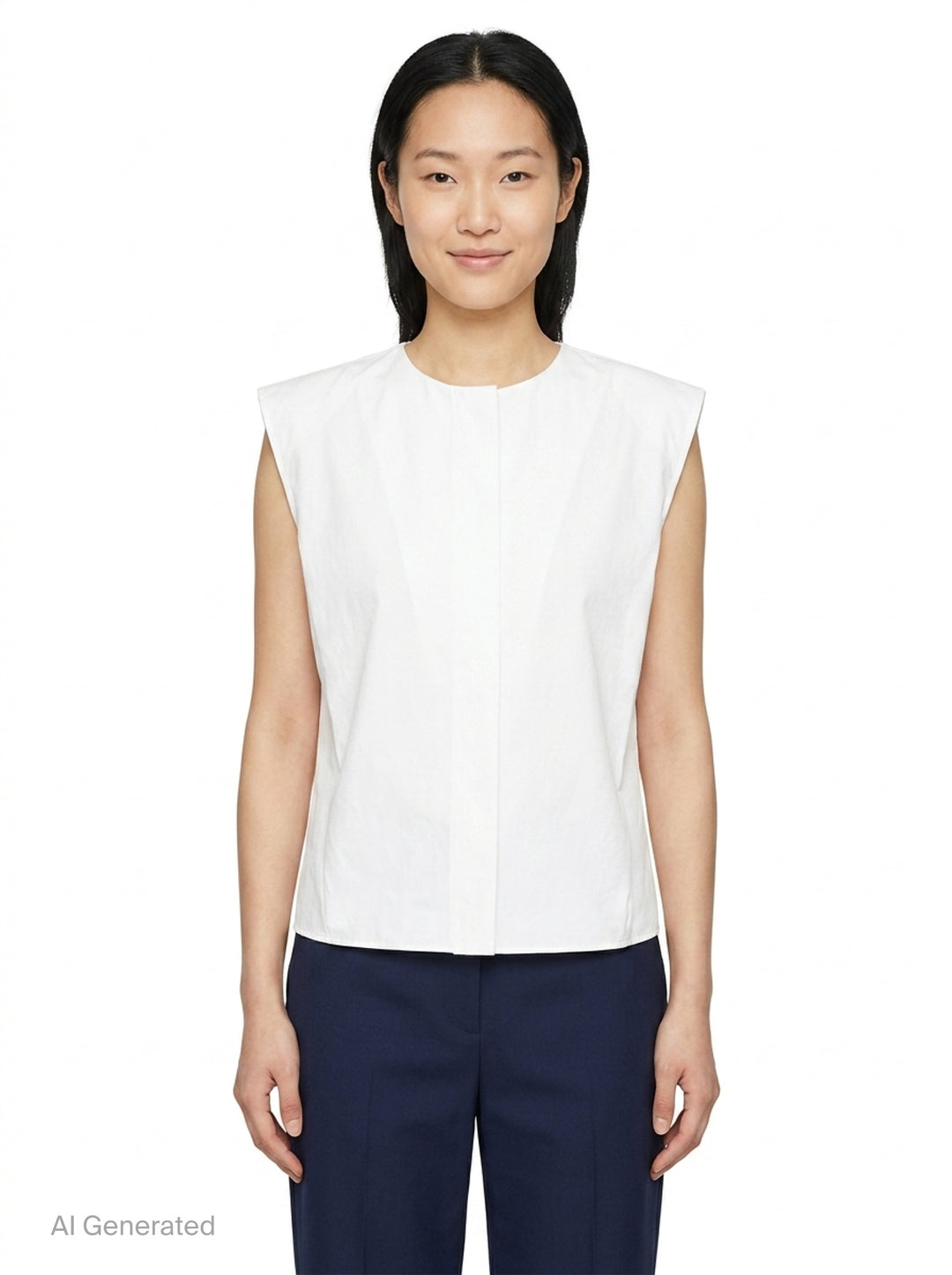 Jacquemus La Haut Drap sleeveless woven top in pale pink with structured shoulder seams, side zip detail, and navy brand label at the neckline - front