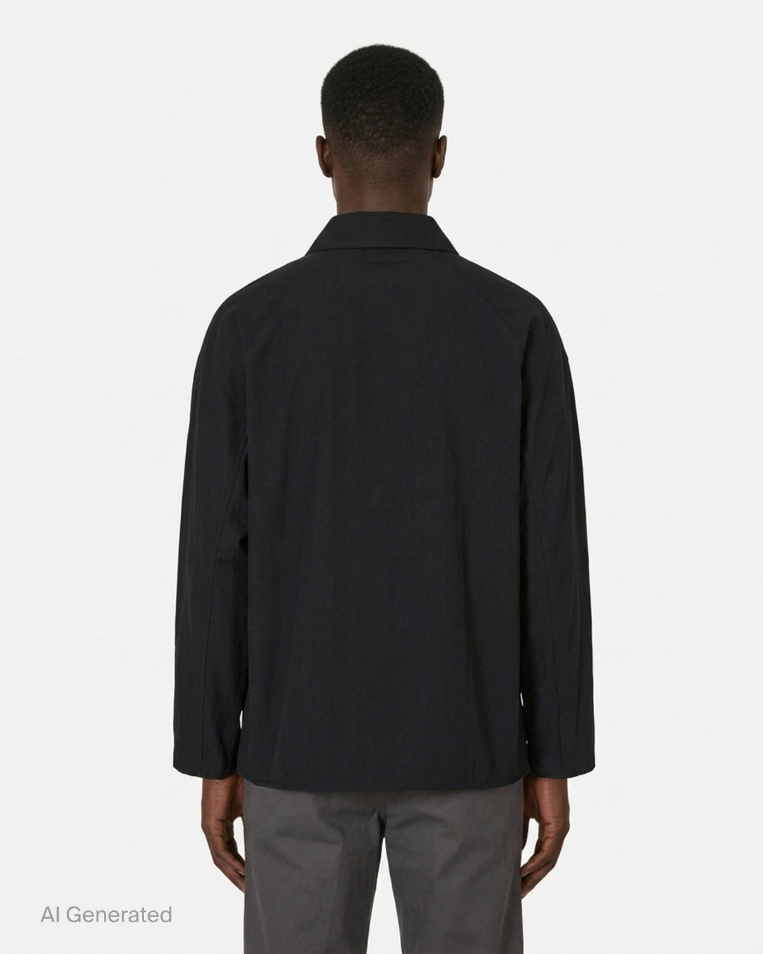 Jacquemus La Veste Strada black button-up chore jacket with chest pocket and two oversized front patch pockets - back