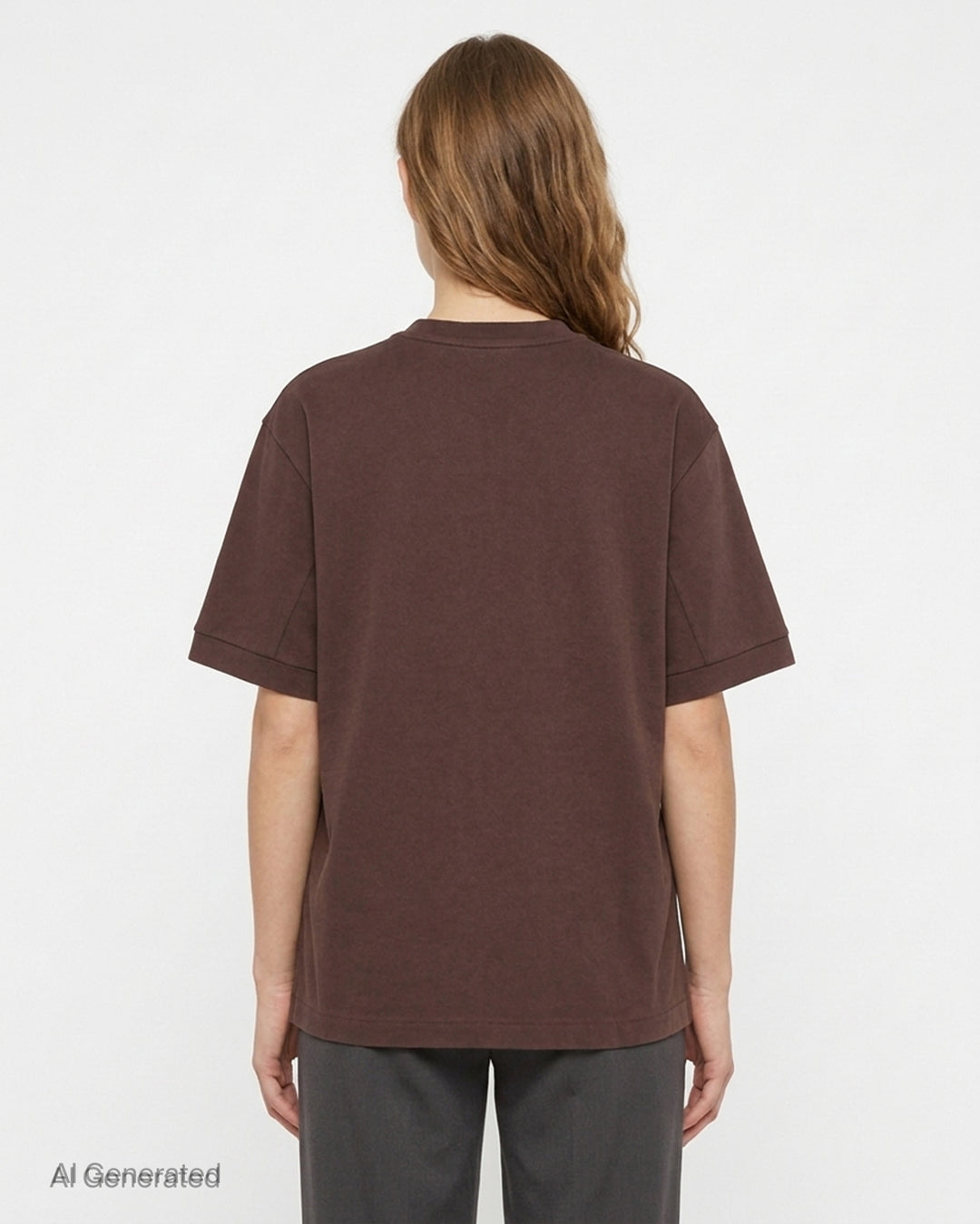 Jacquemus Le Montaigne oversized short sleeve tee in chocolate brown with woven script label on the chest - back