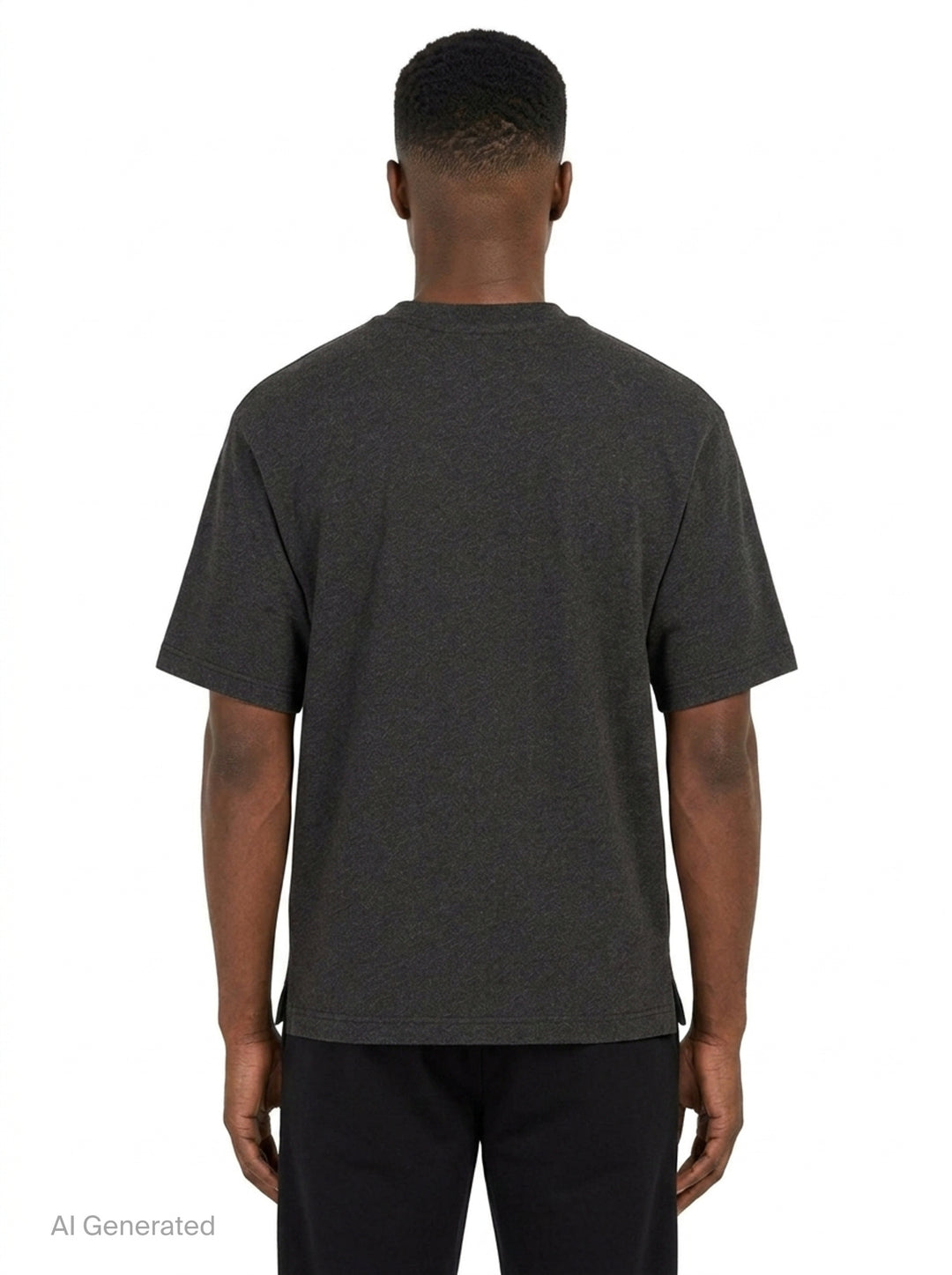 Jacquemus Le T-Shirt Ruban in charcoal grey, featuring a boxy silhouette, crew neckline, and a tonal signature woven label patch at the chest - back