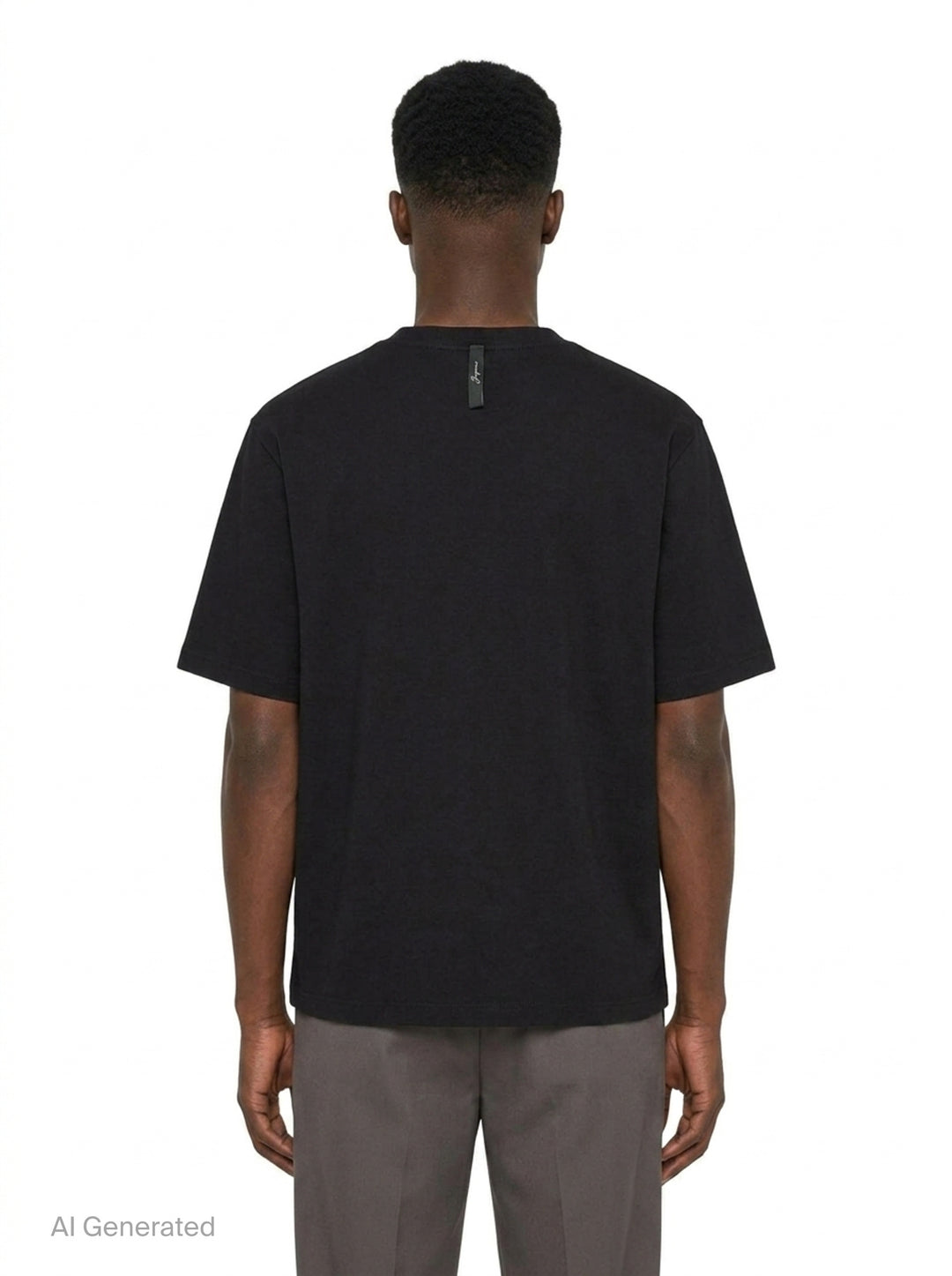 Jacquemus black oversized short sleeve tee with embroidered cursive script logo across the chest - back