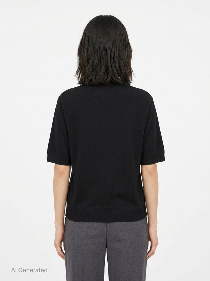 Bateau Neck Short Sleeve Knit Top | Jil Sander | Club21 - back