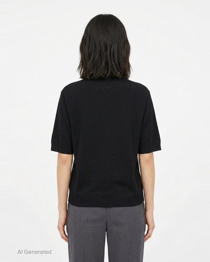 Bateau Neck Short Sleeve Knit Top | Jil Sander | Club21 - back