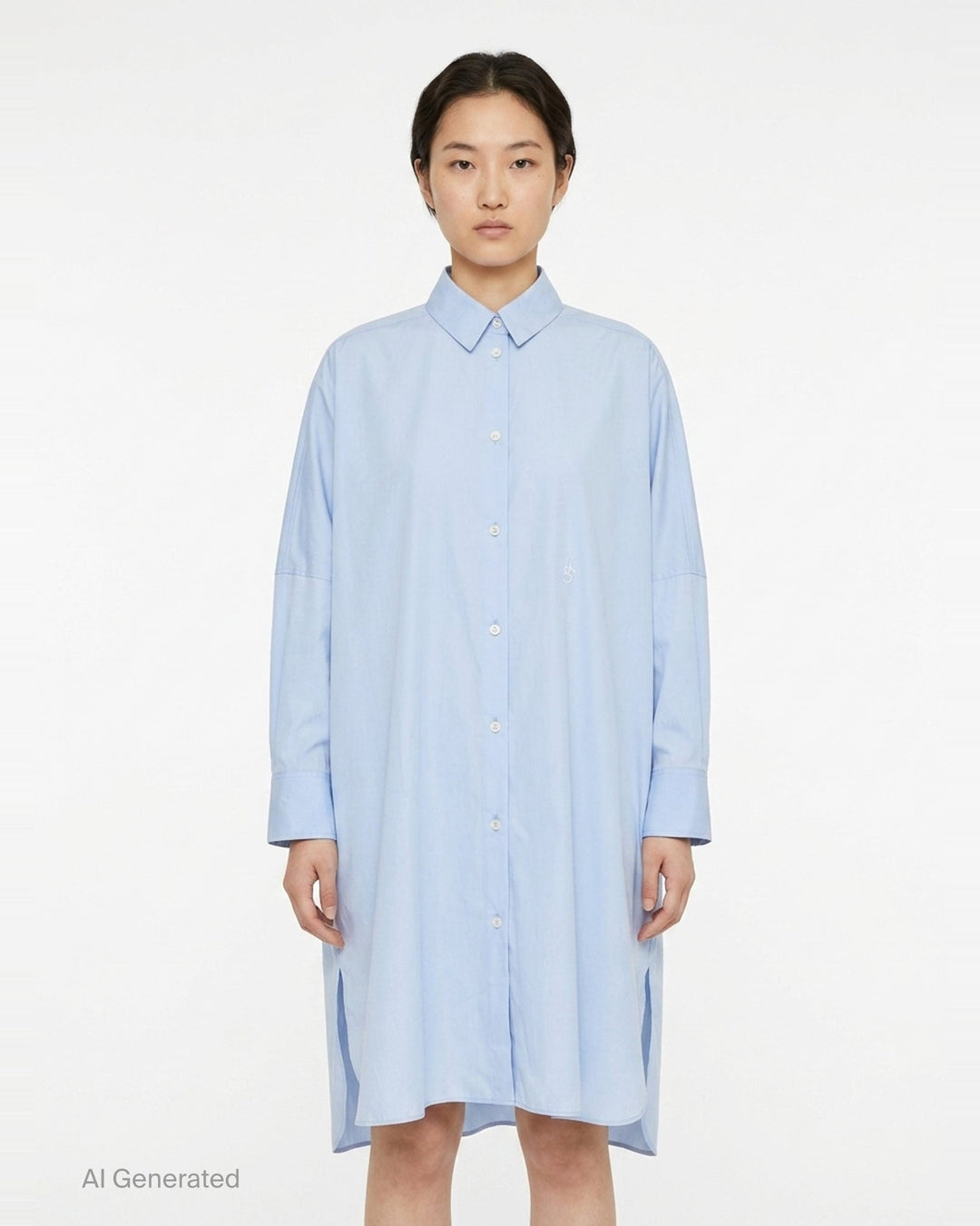 Embroidered Light Cotton Shirt Dress | Jil Sander | Club21 - front