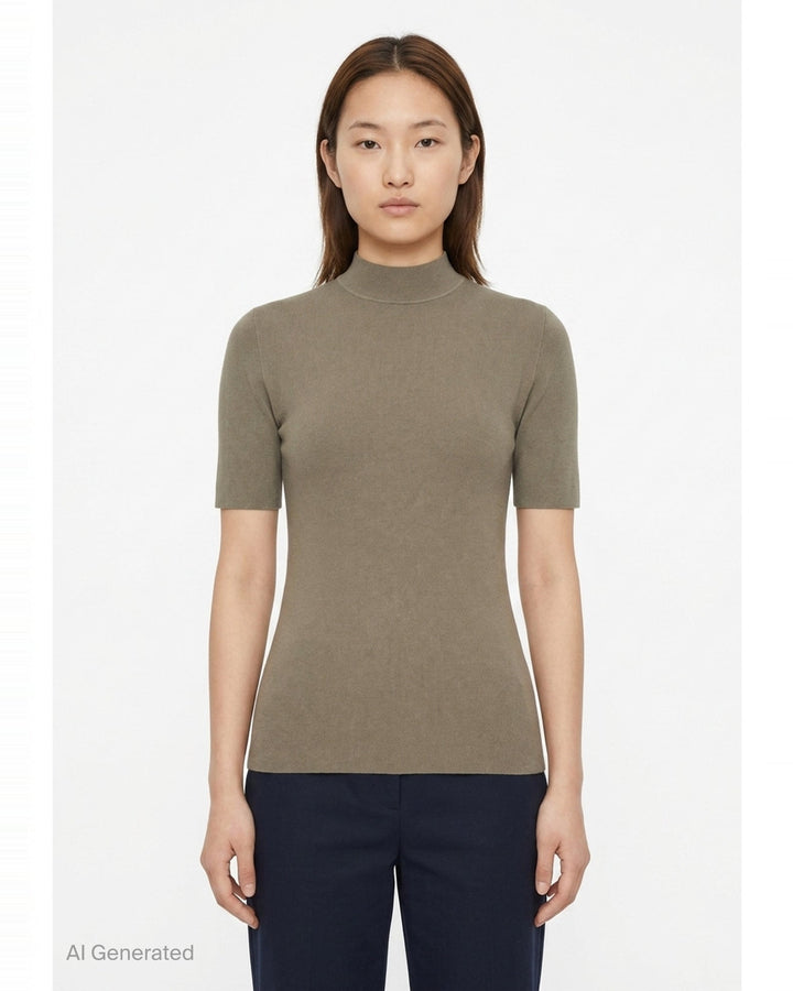 Fine Technical Short Sleeve Turtleneck | Jil Sander | Club21 - front