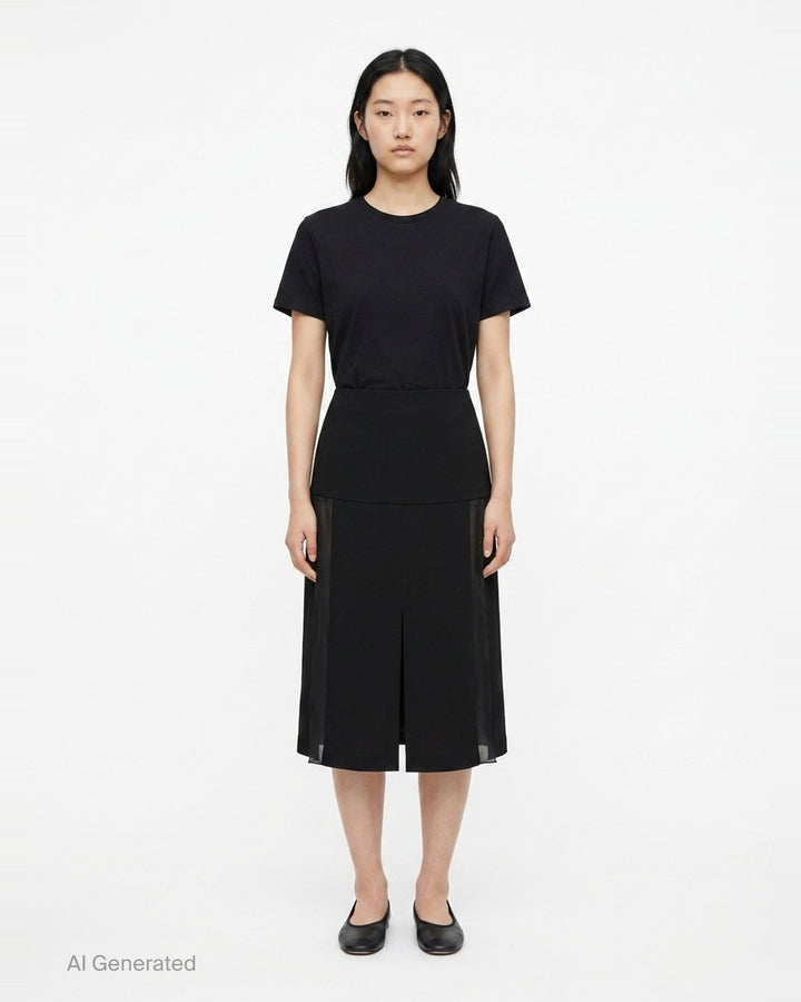 Fluid Wool Sablé Midi Skirt | Jil Sander | Club21 - front