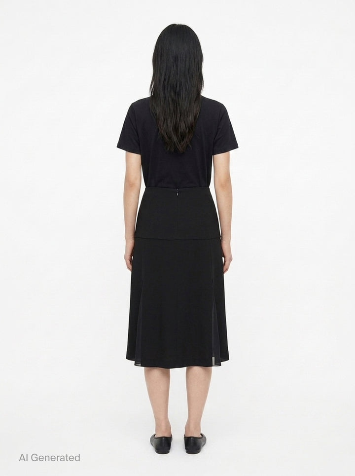 Fluid Wool Sablé Midi Skirt | Jil Sander | Club21 - back