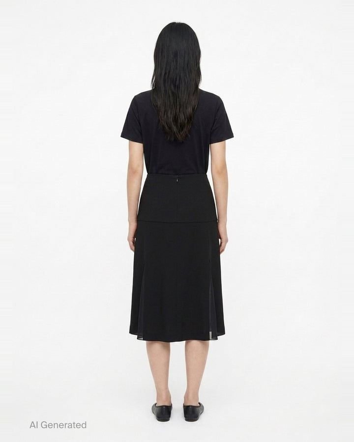 Fluid Wool Sablé Midi Skirt | Jil Sander | Club21 - back